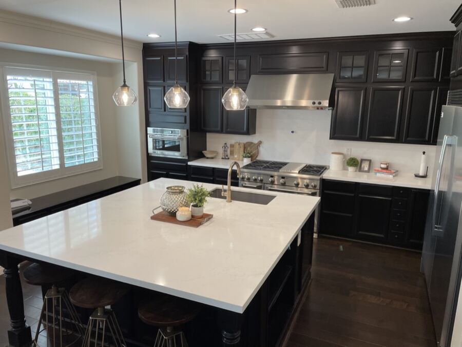 Chandler kitchen remodel with espresso cabinetry and full-height backsplash