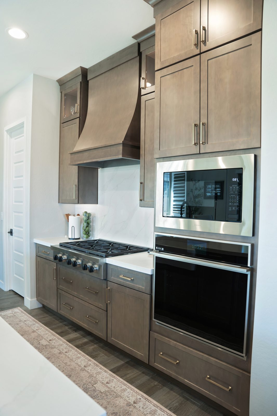 Semi-custom cabinetry and range hood detail, Queen Creek, AZ kitchen remodel