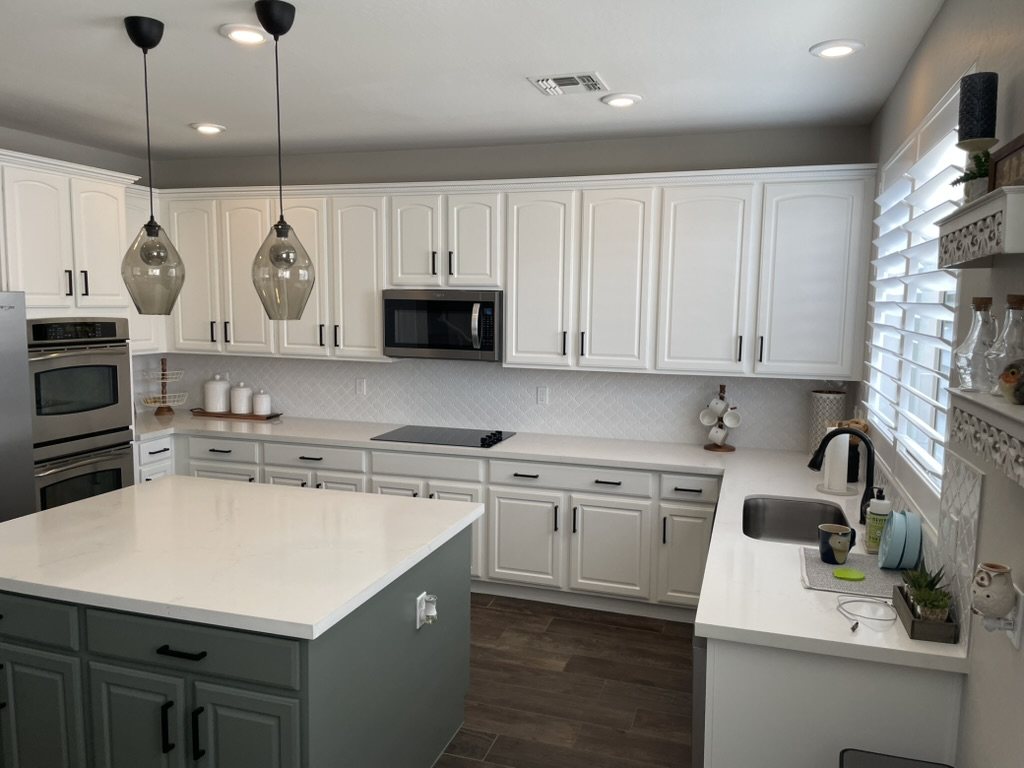 Cooktop and arabesque tile backsplash detail, Mesa, AZ kitchen