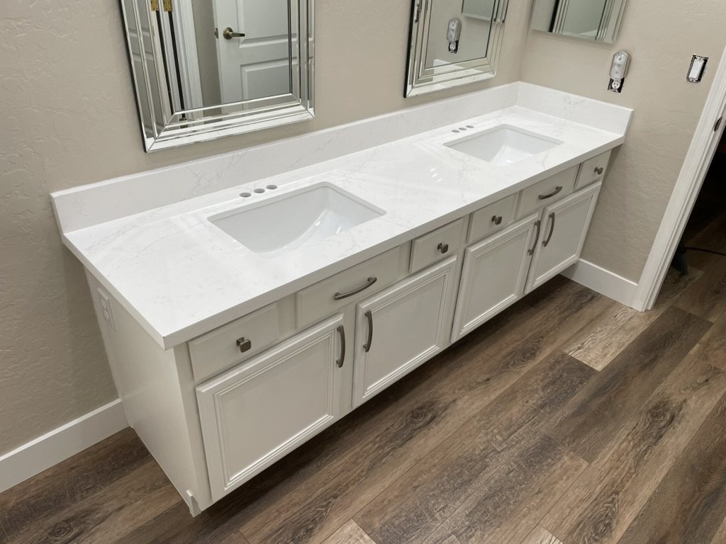 Dual-sink bathroom vanity with quartz countertop, Queen Creek, AZ